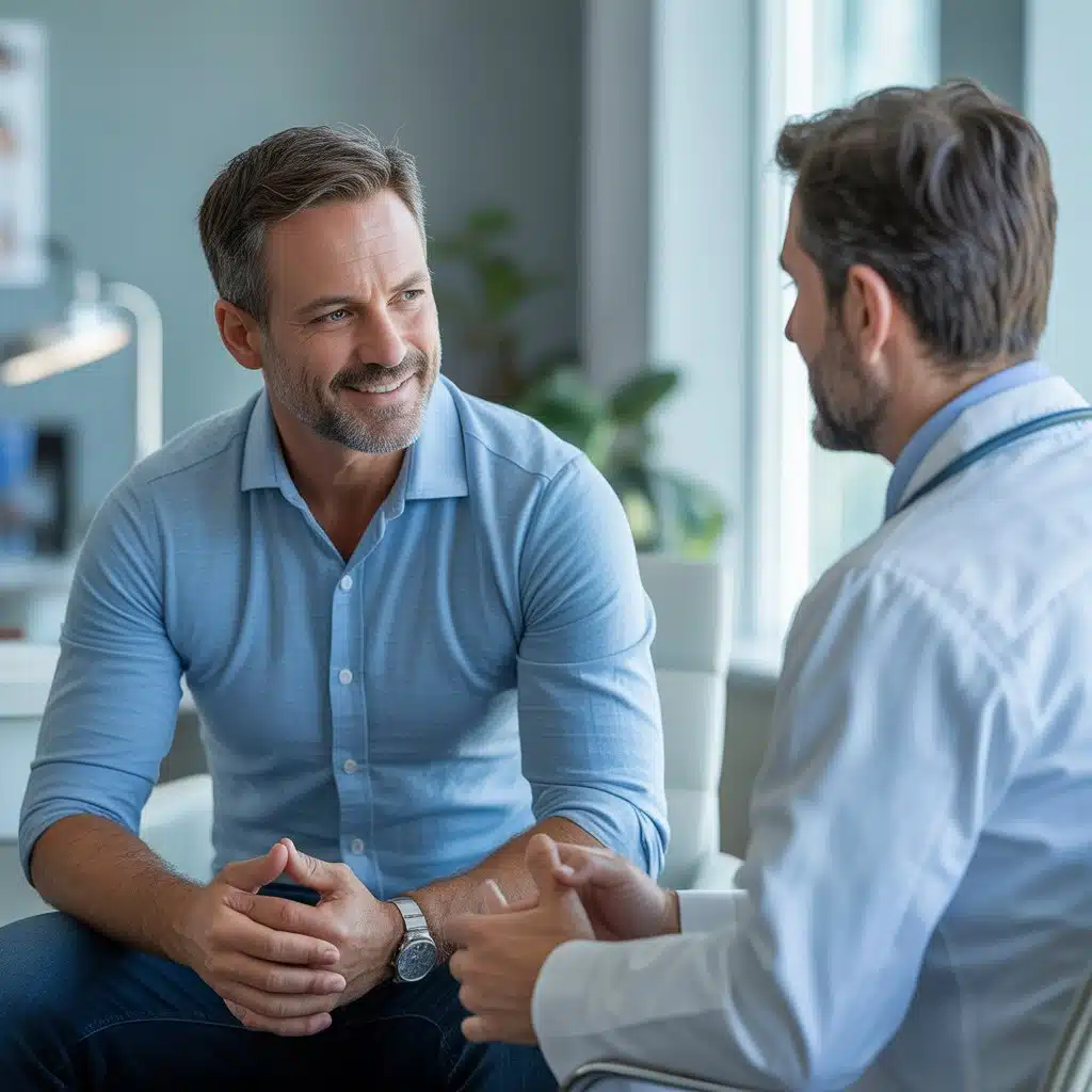 Licensed medical specialist consulting with a patient.
